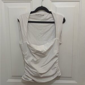 Abercrombie & Fitch Ivory Draped Sleeveless Tank Top